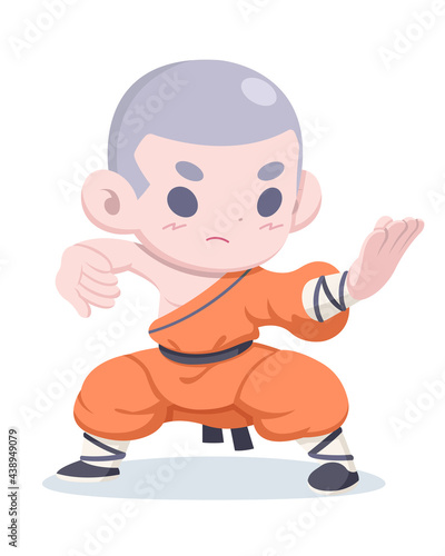 Shaolin warrior monk cartoon illustration