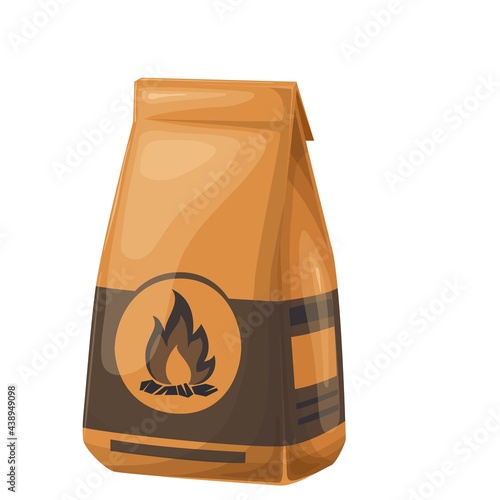 BBQ Charcoal bag. Barbeque Carbon icon vector illustration. Coal paper bag