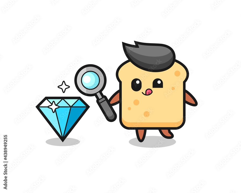 bread mascot is checking the authenticity of a diamond bread mascot is checking the authenticity of a diamond
