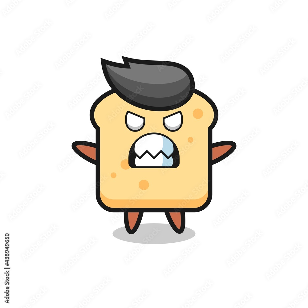 wrathful expression of the bread mascot character