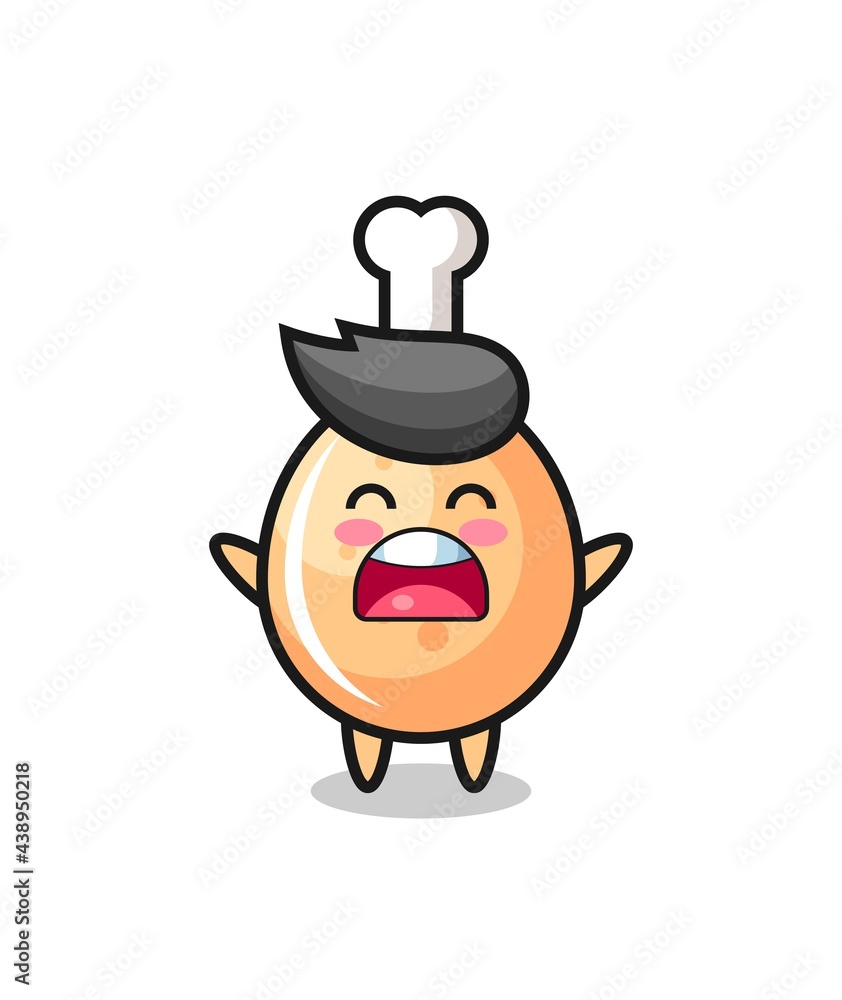 cute fried chicken mascot with a yawn expression cute fried chicken mascot with a yawn expression