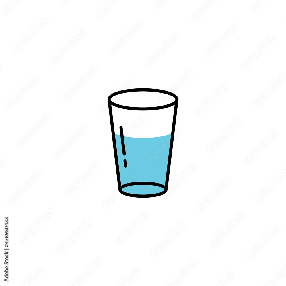 Set of Simple Flat Blue Water Glass Icon Illustration Design, Clean Glass Symbol with Outline Style Template Vector Set of Simple Flat Blue Water Glass Icon Illustration Design, Clean Glass Symbol with Outline Style Template Vector