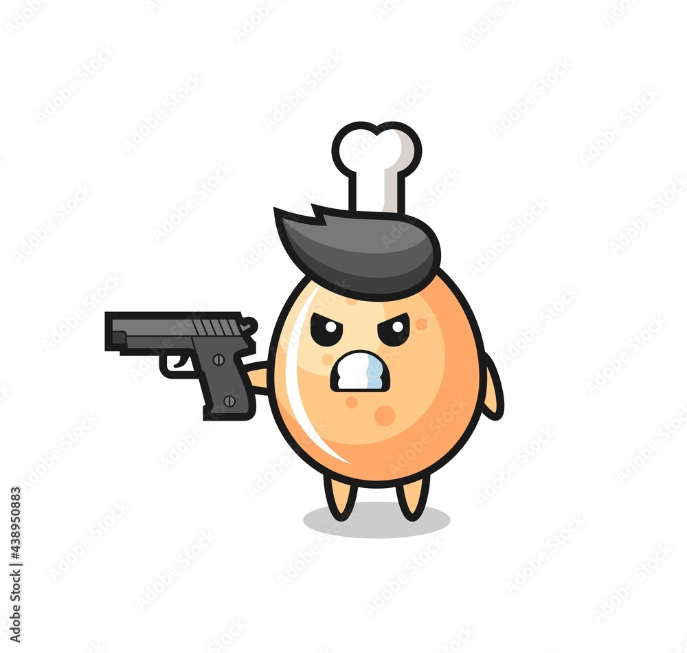 the cute fried chicken character shoot with a gun