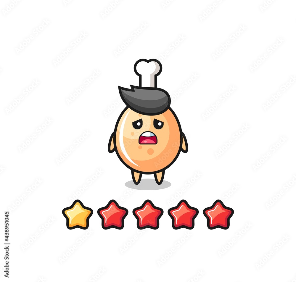 Fototapeta premium the illustration of customer bad rating, fried chicken cute character with 1 star