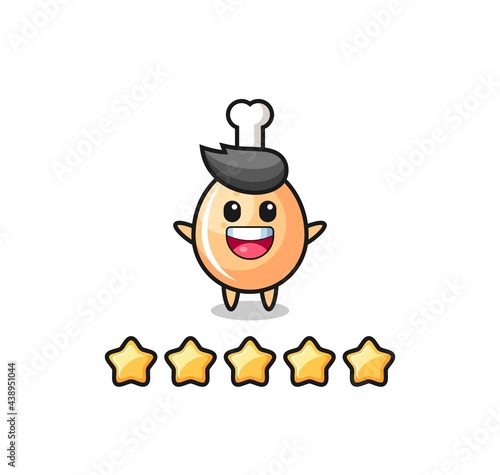 the illustration of customer best rating, fried chicken cute character with 5 stars © heriyusuf