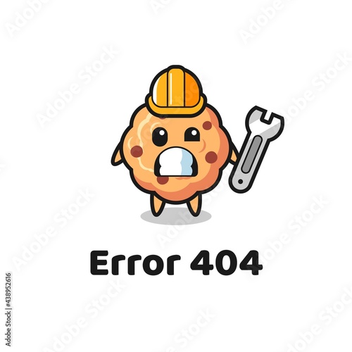 error 404 with the cute chocolate chip cookie mascot