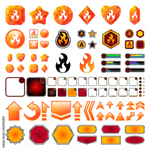 ゲーム 素材 アイコン 宝石 セット 属性 炎