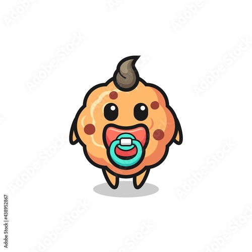 baby chocolate chip cookie cartoon character with pacifier