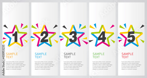 Colorful infographics design vector layout business success concept 1 2 3 4 5 star shapes option step