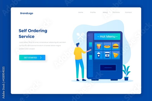 Self ordering food service illustration landing page. illustrations for websites, landing pages, mobile applications, posters and banners.