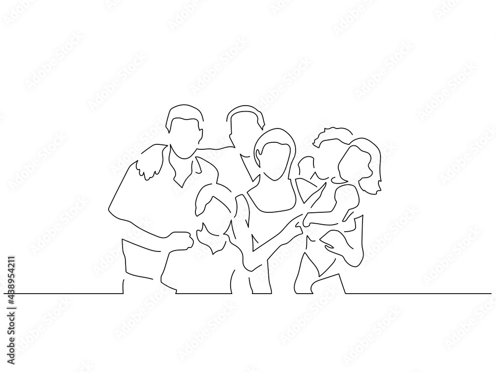 Family on holidays line drawing, vector illustration design. Summer collection.