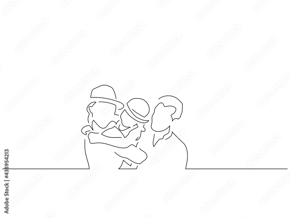 Family on holidays line drawing, vector illustration design. Summer collection. Family on holidays line drawing, vector illustration design. Summer collection.