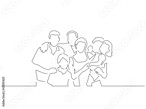 Family on holidays line drawing, vector illustration design. Summer collection.
