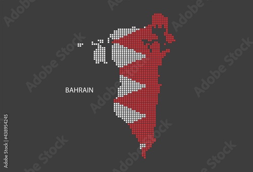 Bahrain map design flag Bahrain square, black background.