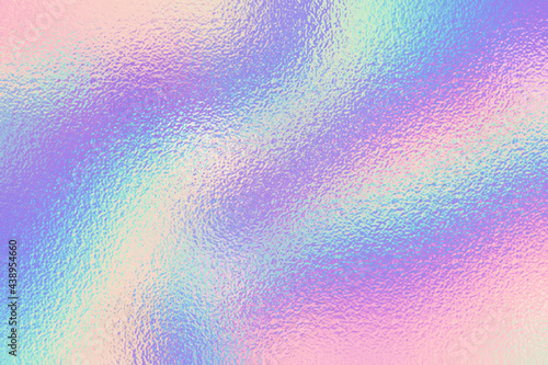 Hologram background. Iridescent foil effect texture. Holography pattern. Pearlescent gradient. Rainbow surface for design prints. Pastel color. Holographic metal patern. Delicate background. Vector