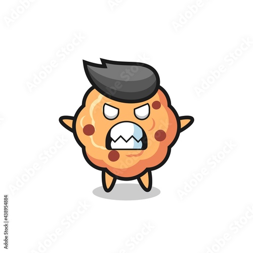 wrathful expression of the chocolate chip cookie mascot character
