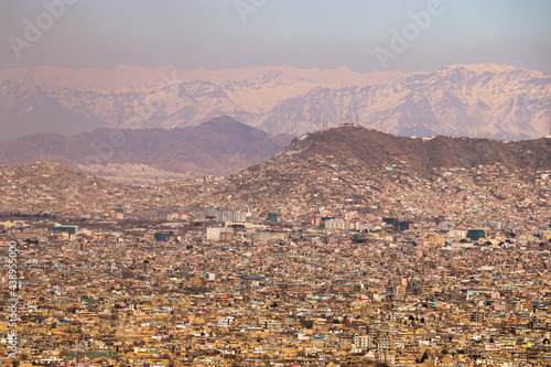 Kabul city view and mountains photo