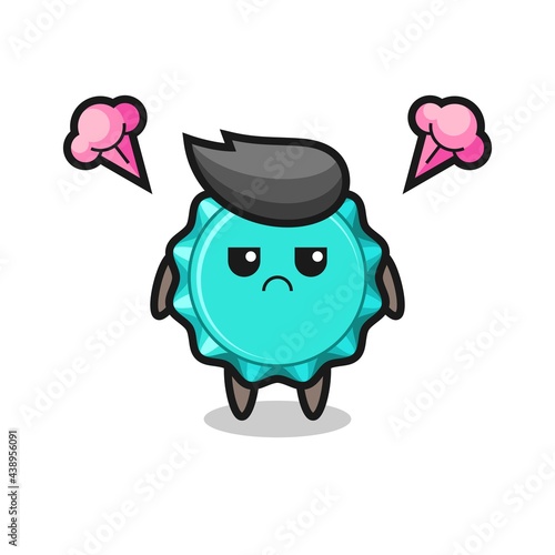 annoyed expression of the cute bottle cap cartoon character