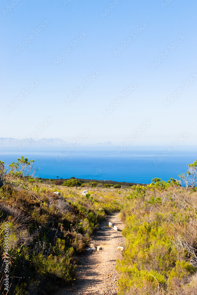 Dirt Track hiking paths on top of a mountain by the coast Dirt Track hiking paths on top of a mountain by the coast