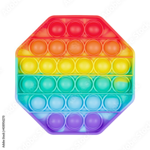 Silicone color anti-stress sensory toy fidget push pop it isolated on white