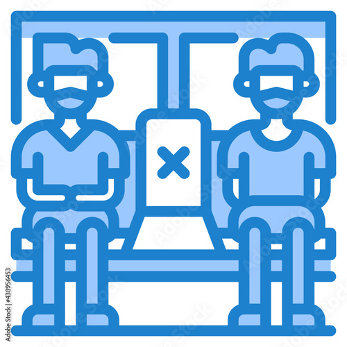social distancing blue style icon