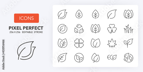 leaves line icons 256 x 256