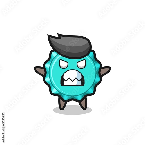 wrathful expression of the bottle cap mascot character