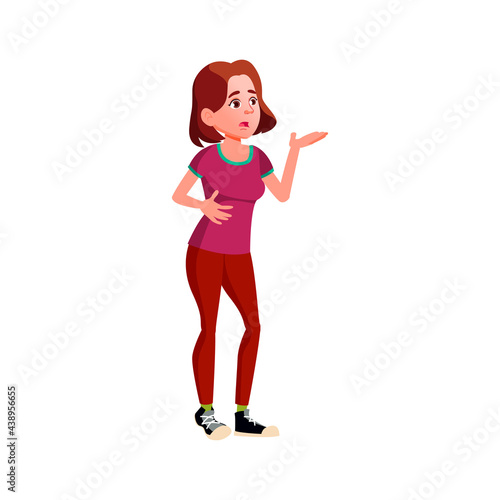 perplexed girl look at metro plan cartoon vector. perplexed girl look at metro plan character. isolated flat cartoon illustration