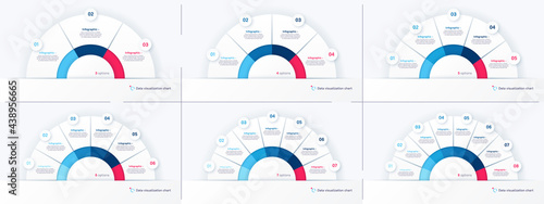 Foto Vector round infographic chart templates in the form of semicircle