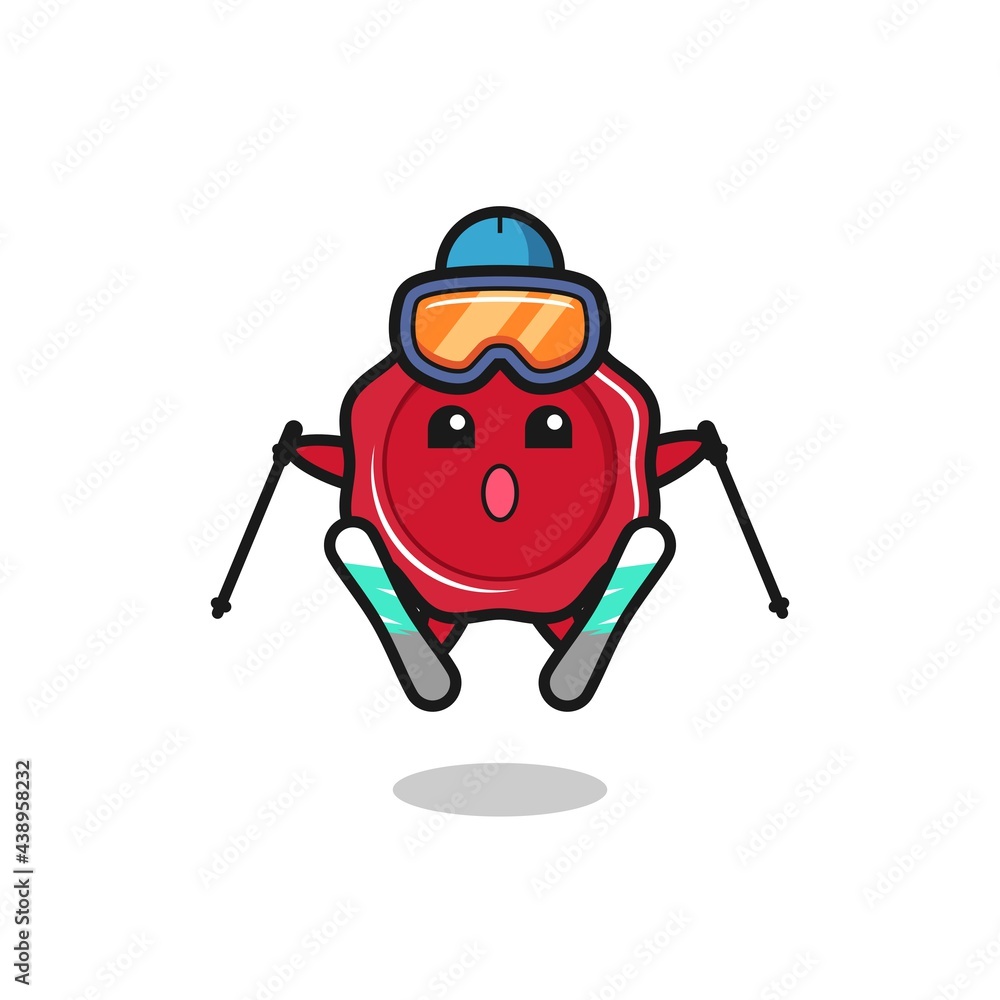 sealing wax mascot character as a ski player sealing wax mascot character as a ski player
