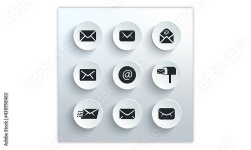 Mail icon set. Flat simple isolated logotype design.