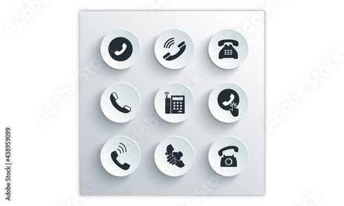 Phone flat icon set. Contact, vector, isolated, simple design.