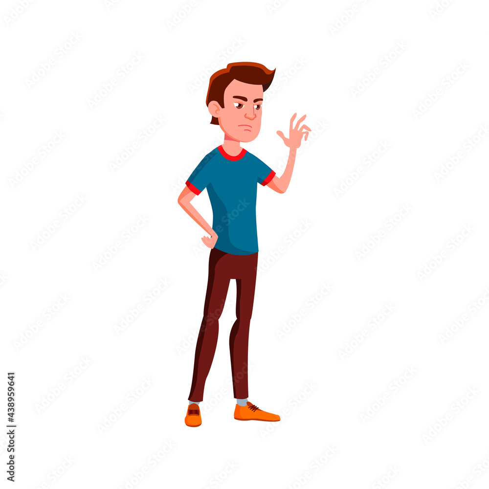 serious man counting time with fingers cartoon vector. serious man counting time with fingers character. isolated flat cartoon illustration