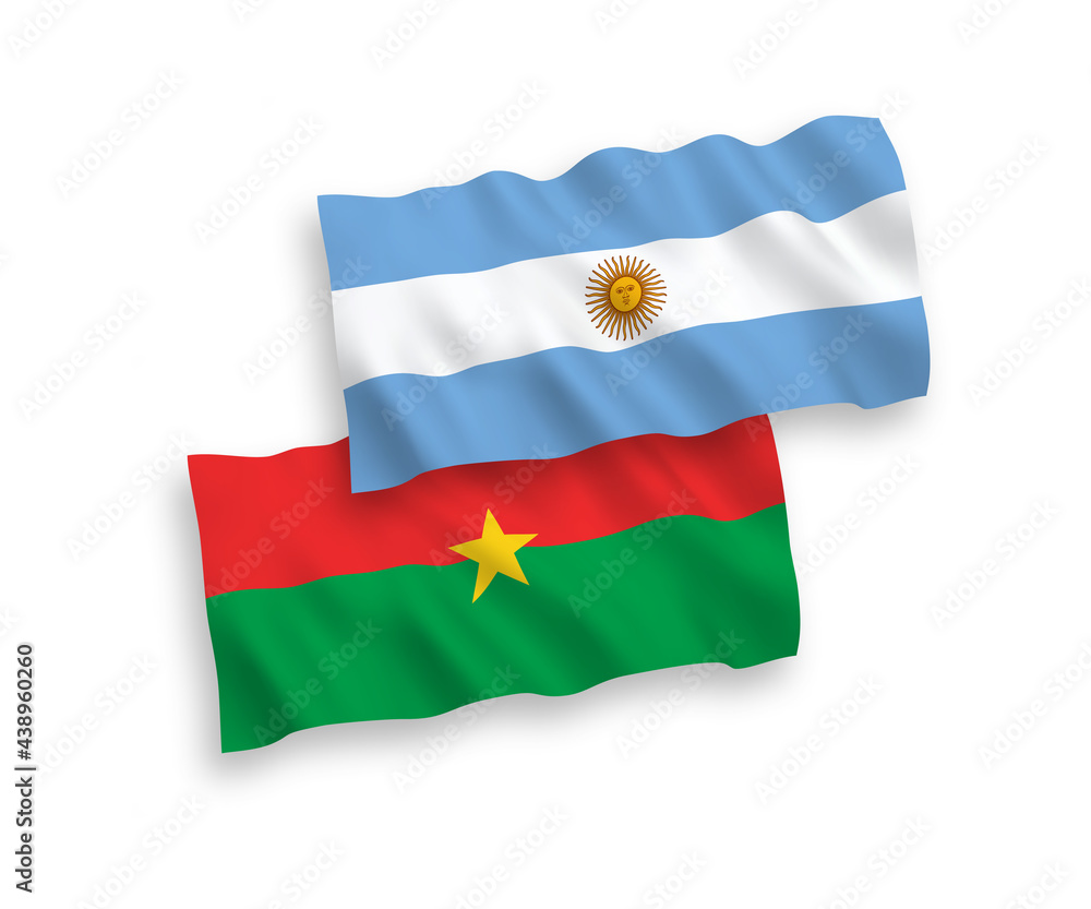 Flags of Burkina Faso and Argentina on a white background