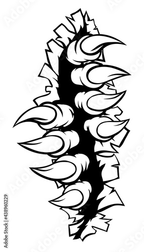 Monster Talon Claws Tearing A Rip Through Wall