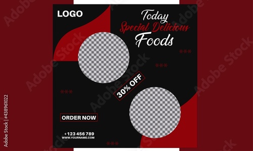 Food restaurant social media, sale banner template post design, social media post design.