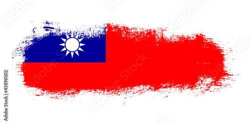 Stain brush stroke flag of Taiwan country with abstract banner concept background