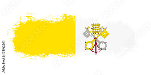 Stain brush stroke flag of Vatican City country with abstract banner concept background