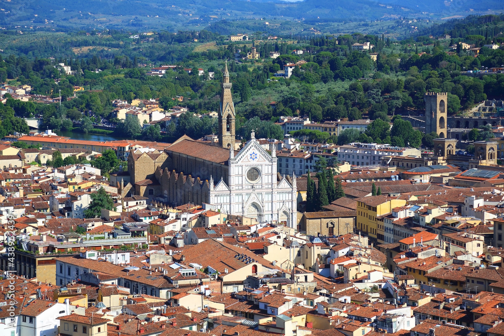 View of the architecture of florence and the Basilica of Santa Croce