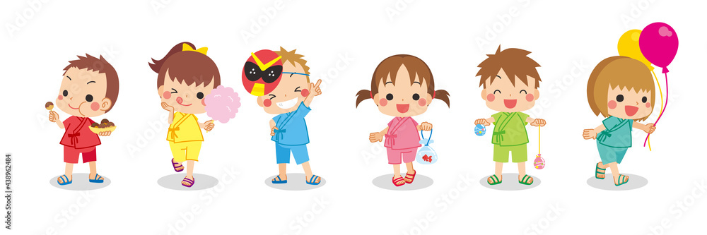 夏祭りの縁日で屋台めぐりを楽しむ可愛い小さな子供たち グループ 白背景 セット イラスト Stock Vector Adobe Stock 夏祭りの縁日で屋台めぐりを楽しむ可愛い小さな子供たち グループ 白背景 セット イラスト Stock Vector Adobe Stock