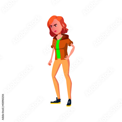 redhead girl screaming at domestic animal cartoon vector. redhead girl screaming at domestic animal character. isolated flat cartoon illustration