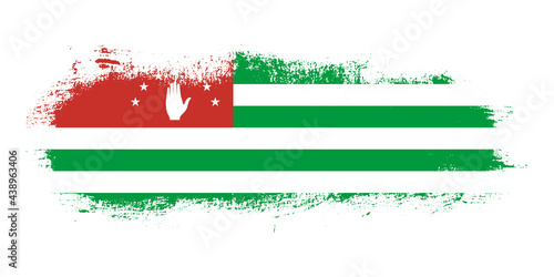Stain brush stroke flag of Abkhazia country with abstract banner concept background