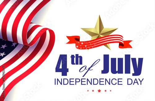 White composition with USA flag element, design component, independence day