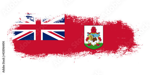 Stain brush stroke flag of Bermuda country with abstract banner concept background