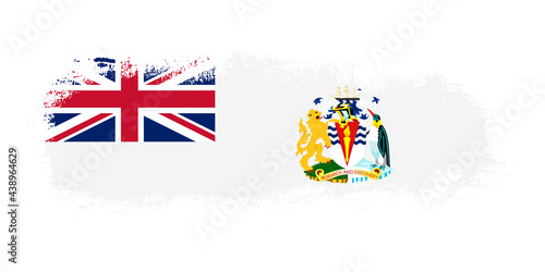 Stain brush stroke flag of British Antarctic Territory country with abstract banner concept background