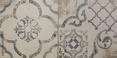 ceramic tile with vintage oriental ornamental pattern
