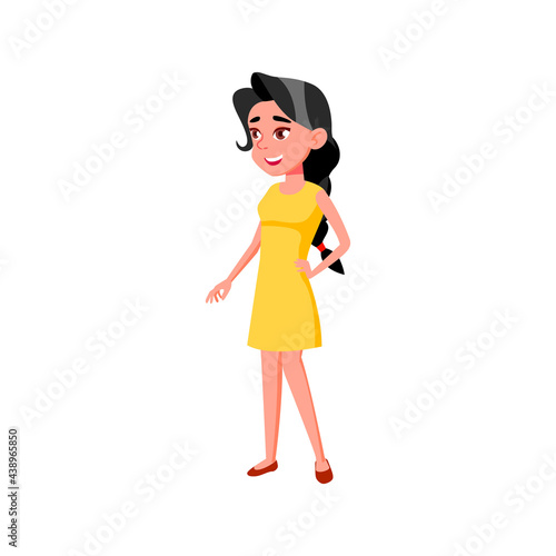 pretty young lady on fashion presentation cartoon vector. pretty young lady on fashion presentation character. isolated flat cartoon illustration