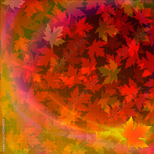 Autumn fall background with red maple leaves.