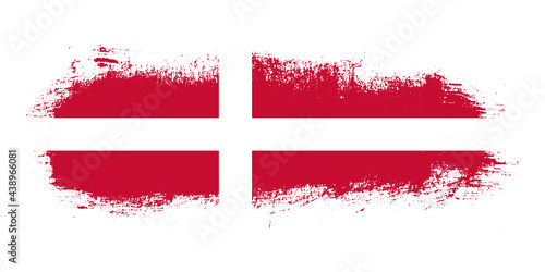 Stain brush stroke flag of Denmark country with abstract banner concept background