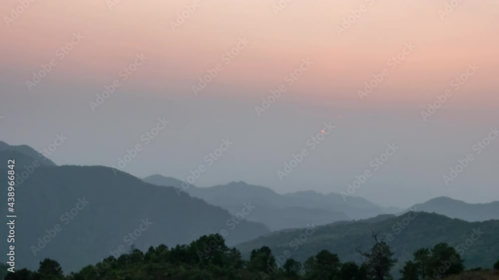 Time-lapse sunset sky with layer mountain. Time-lapse sunset sky with layer mountain.